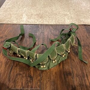 VTG 10 Pocket Military Army Green Canvas Vest Belt Old ammo ARMY belt EUC